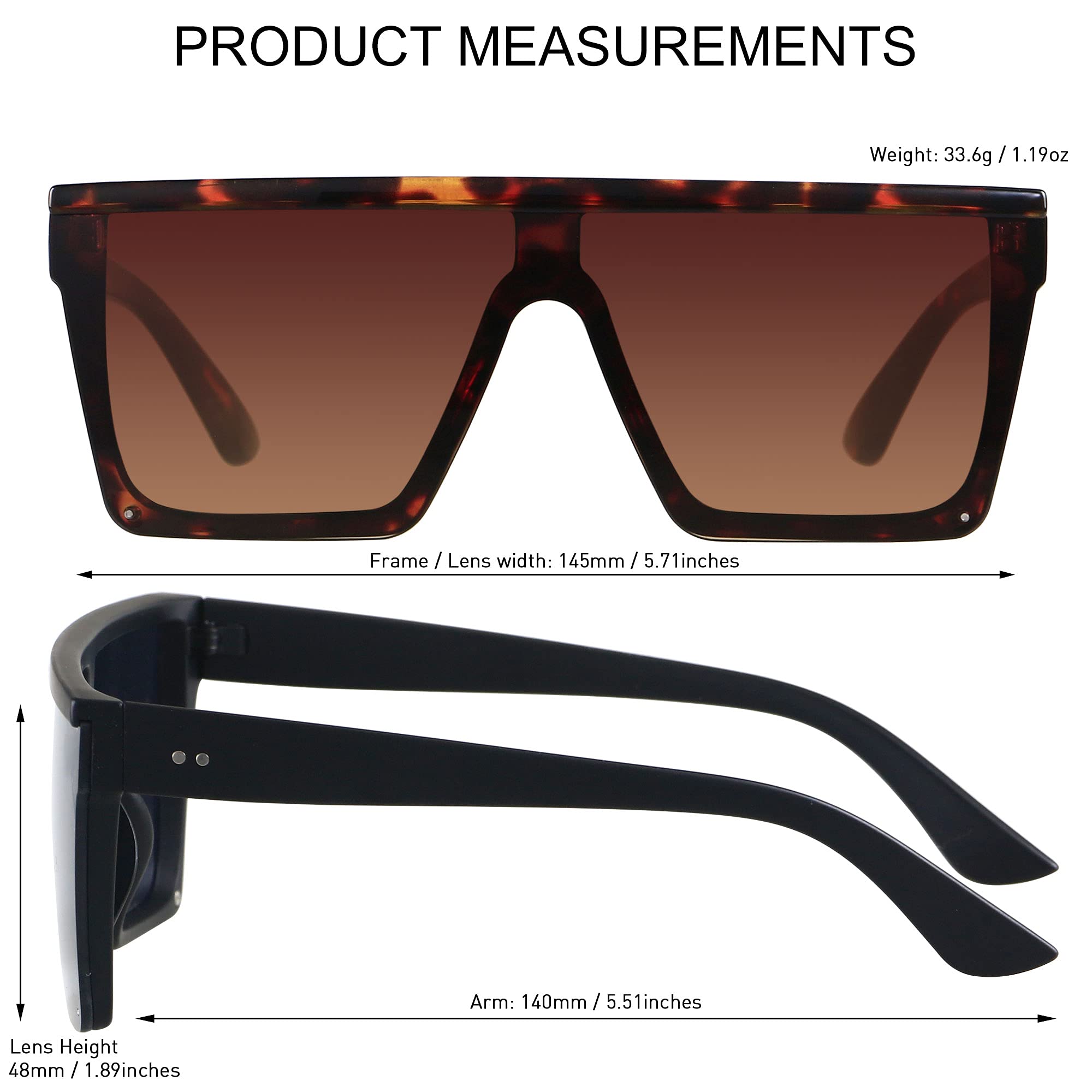 Foto 6 pulgar | Gafas De Sol Lyzoit Cuadradas Oversized Fashion Shield Uv400 Negras - Venta Internacional.
