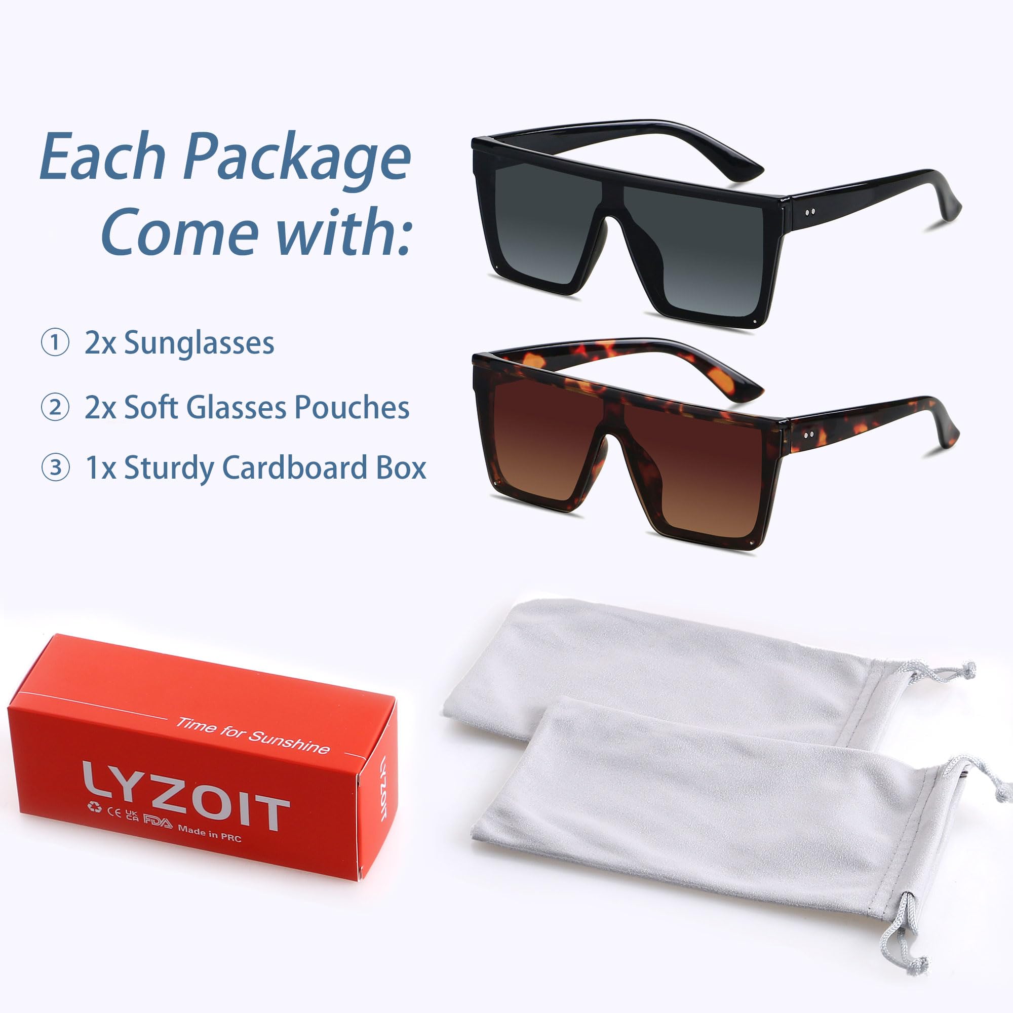 Foto 7 pulgar | Gafas De Sol Lyzoit Cuadradas Oversized Fashion Shield Uv400 Negras - Venta Internacional.