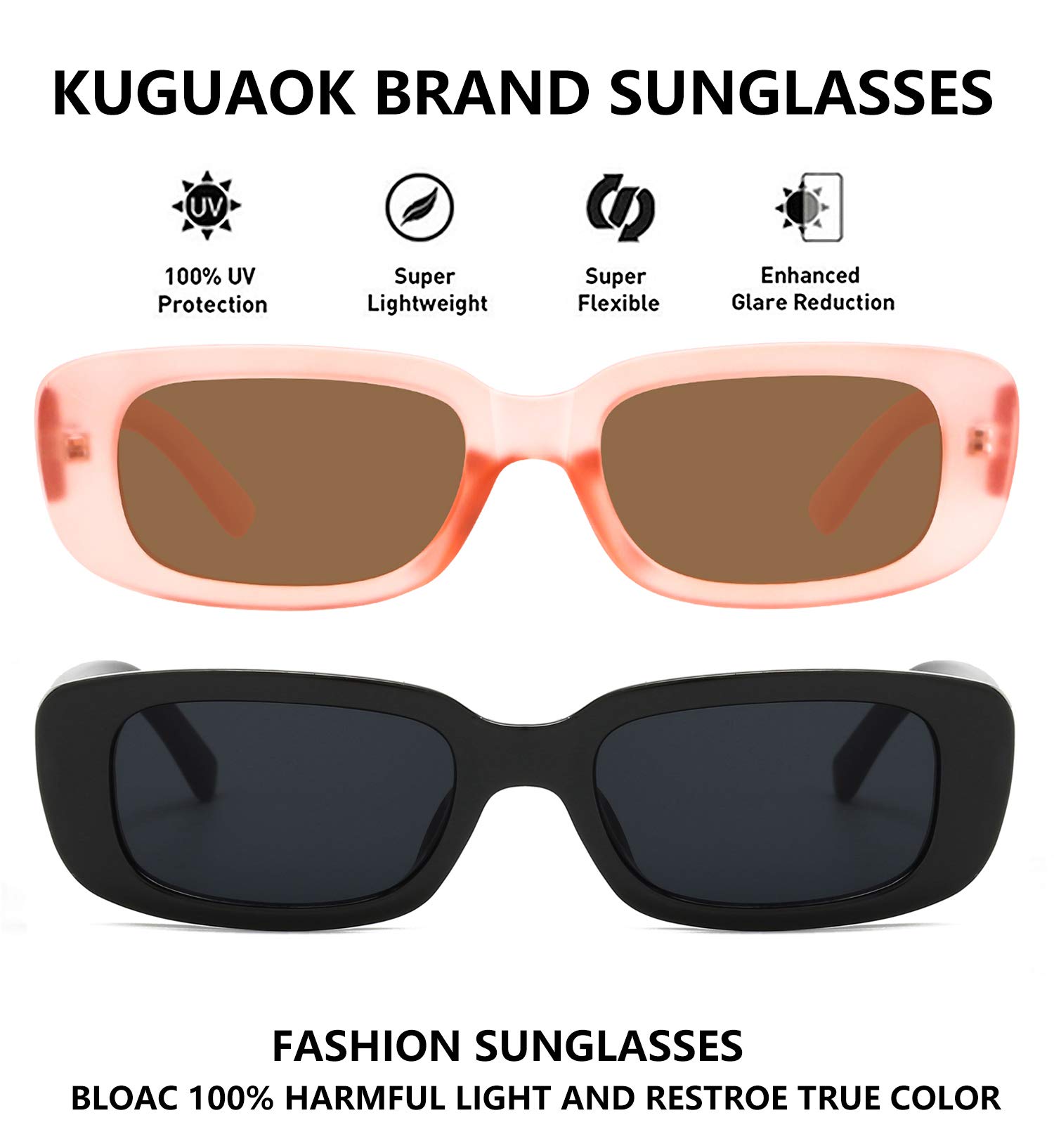 Foto 3 pulgar | Gafas De Sol Kuguaok Retro Rectangle Uv400 Para Mujeres Y Hombres - Venta Internacional.