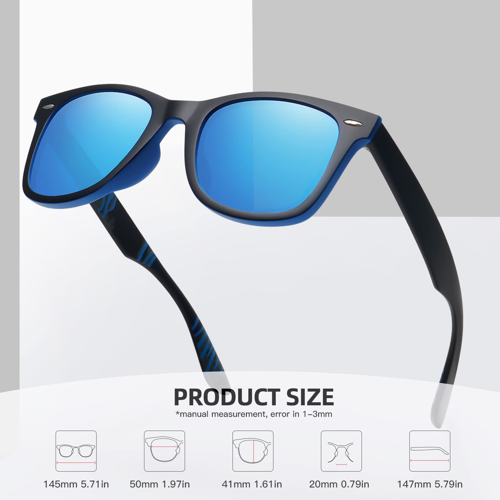 Foto 5 pulgar | Gafas De Sol Meetsun Classic Retro Square Polarizadas Uv400 Azul - Venta Internacional.