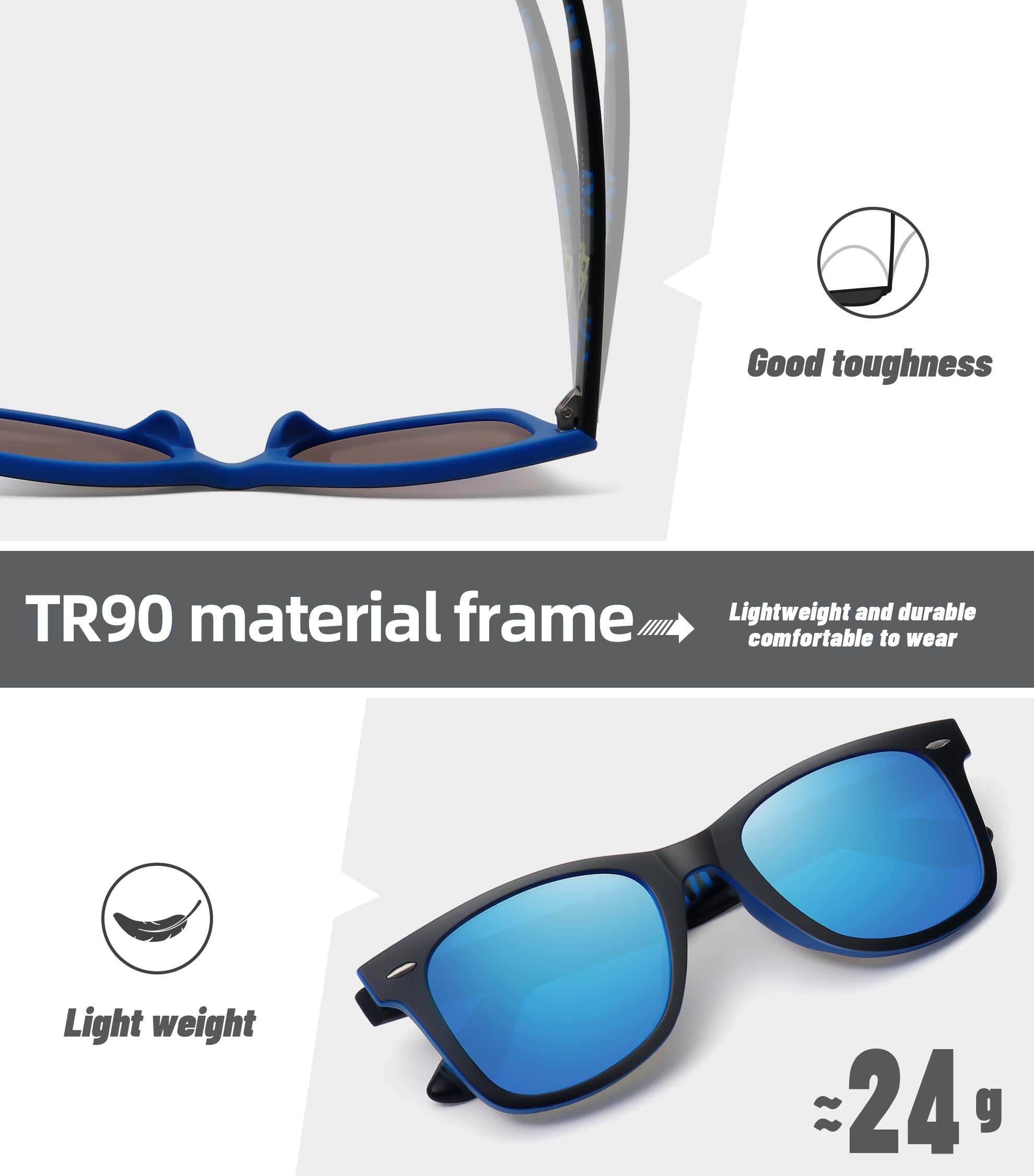 Foto 6 pulgar | Gafas De Sol Meetsun Classic Retro Square Polarizadas Uv400 Azul - Venta Internacional.