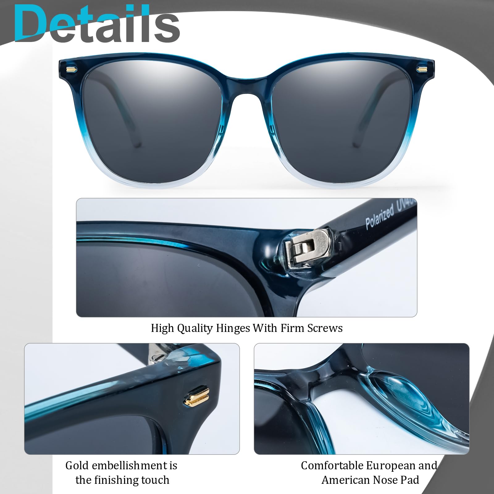 Foto 5 pulgar | Gafas De Sol Myiaur Polarizadas Cuadradas Con Espejo Para Mujer - Venta Internacional.