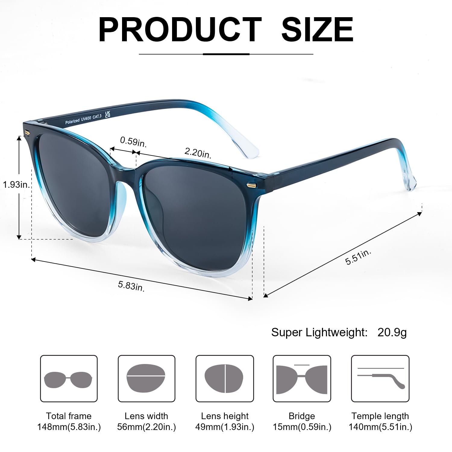 Foto 6 pulgar | Gafas De Sol Myiaur Polarizadas Cuadradas Con Espejo Para Mujer - Venta Internacional.