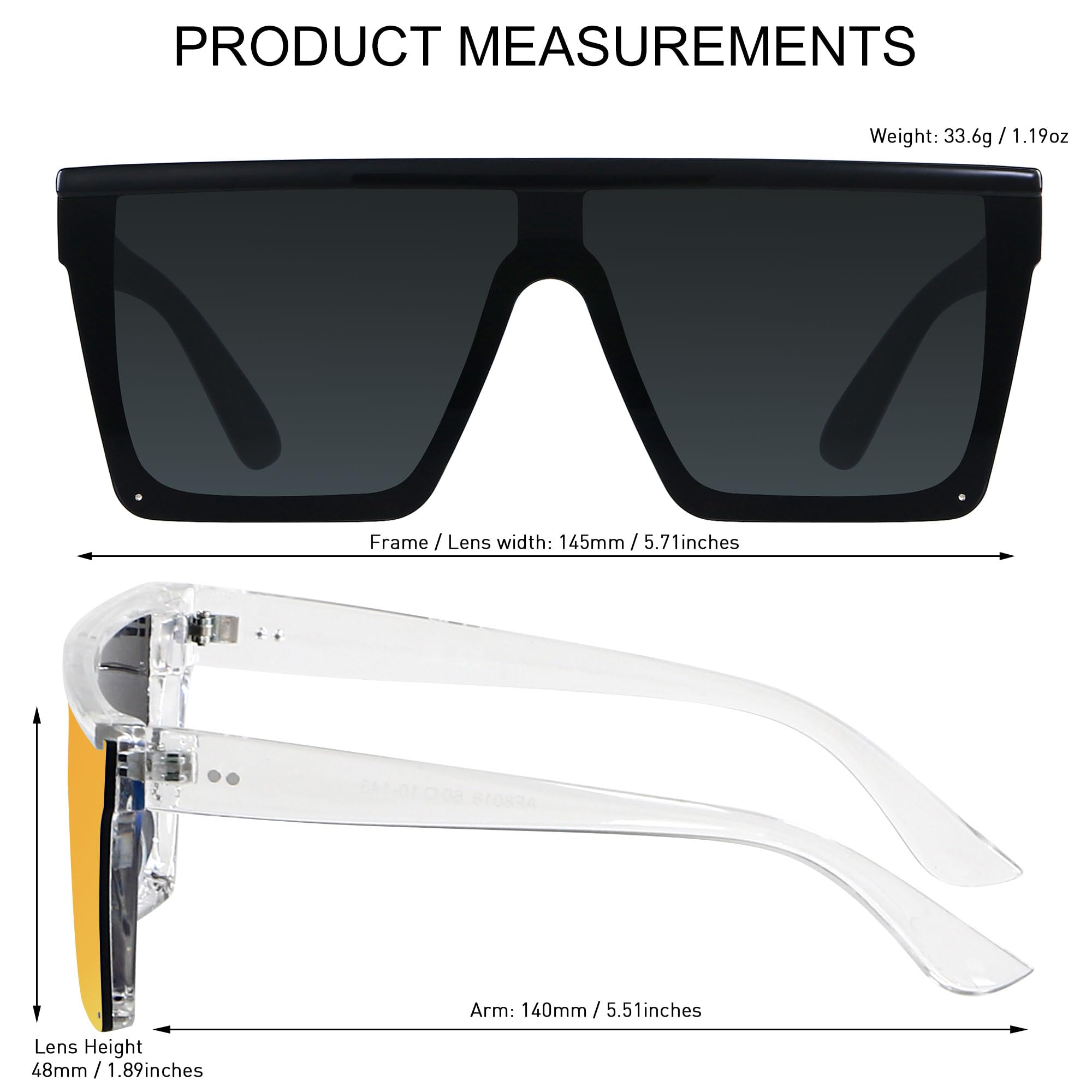 Foto 5 pulgar | Gafas De Sol Lyzoit Cuadradas De Gran Tamaño Sin Montura Uv400 Para Mujeres Y Hombres - Venta Internacional.
