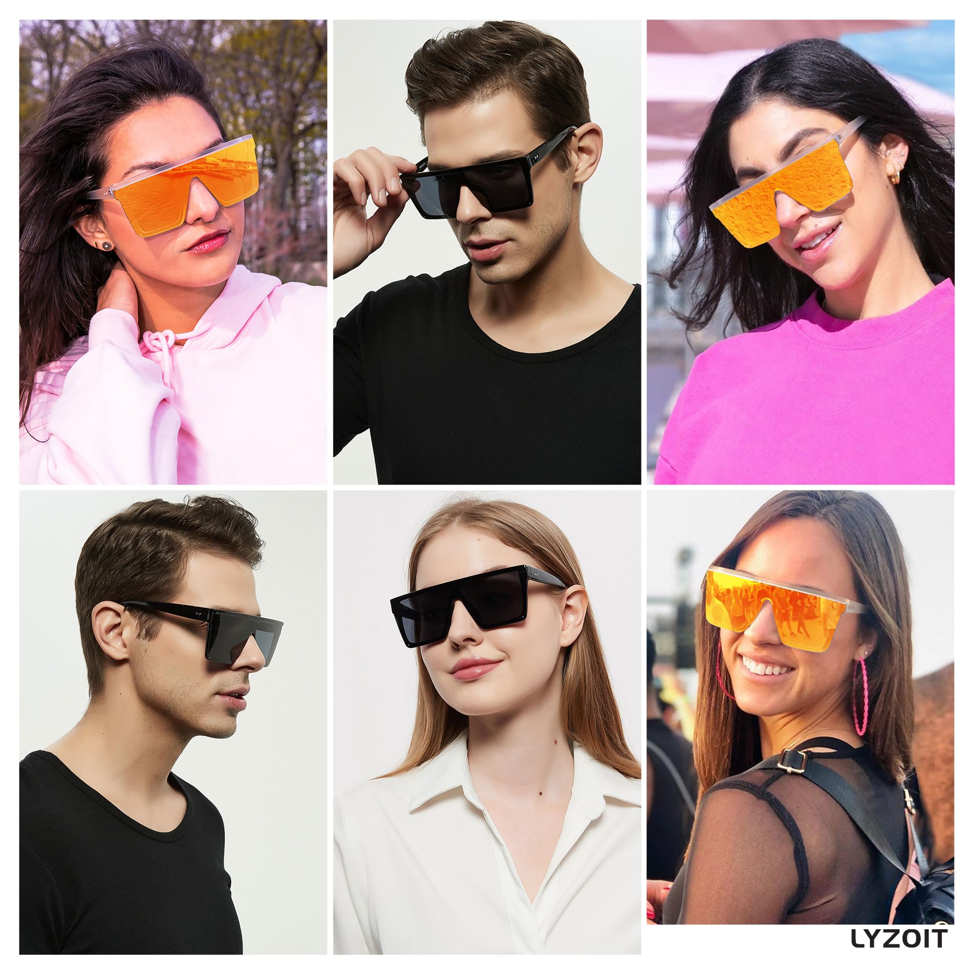 Foto 5 | Gafas De Sol Lyzoit Cuadradas De Gran Tamaño Sin Montura Uv400 Para Mujeres Y Hombres - Venta Internacional.