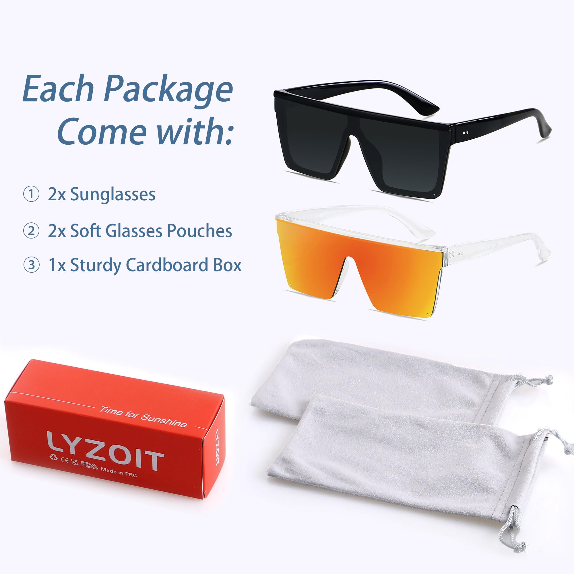 Foto 7 pulgar | Gafas De Sol Lyzoit Cuadradas De Gran Tamaño Sin Montura Uv400 Para Mujeres Y Hombres - Venta Internacional.