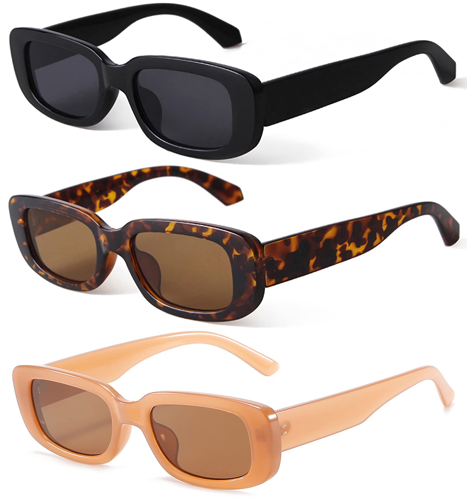Foto 2 pulgar | Gafas De Sol Kuguaok Retro Rectangulares Uv400 Para Mujer Y Hombre  Paquete De 3 - Venta Internacional.