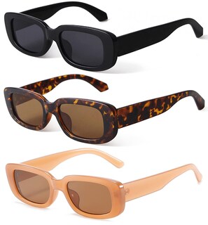 Foto 1 | Gafas De Sol Kuguaok Retro Rectangulares Uv400 Para Mujer Y Hombre Paquete De 3 - Venta Internacional.