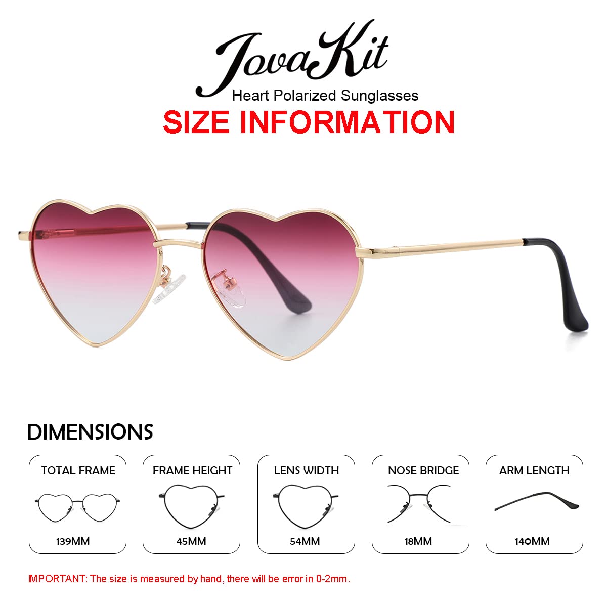Foto 4 pulgar | Gafas De Sol Jovakit Polarized Heart Para Mujer Con Montura Dorada - Venta Internacional.