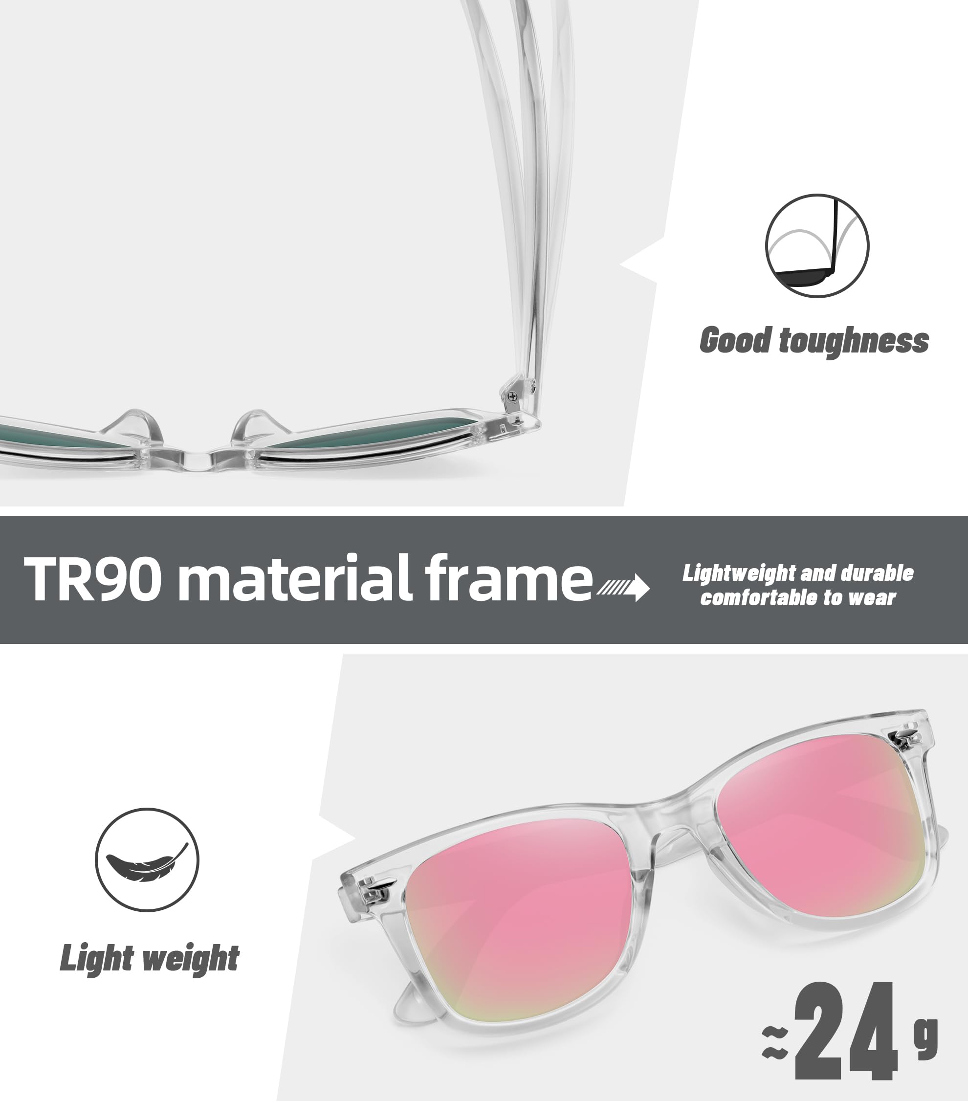 Foto 6 pulgar | Gafas De Sol Meetsun Classic Retro Square Polarizadas Uv400 - Venta Internacional.