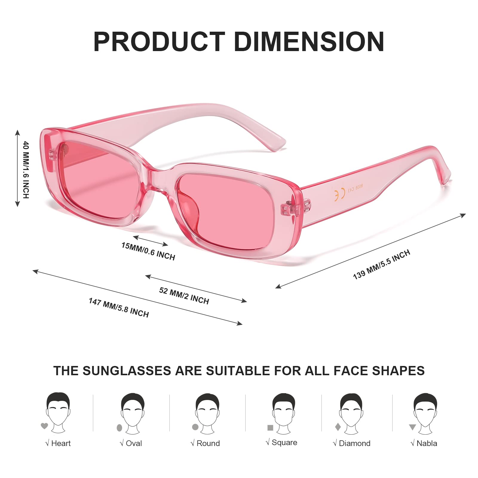 Foto 4 | Gafas De Sol Jaspin Y2k Rectangulares Uv400 Para Mujeres Y Hombres - Venta Internacional.
