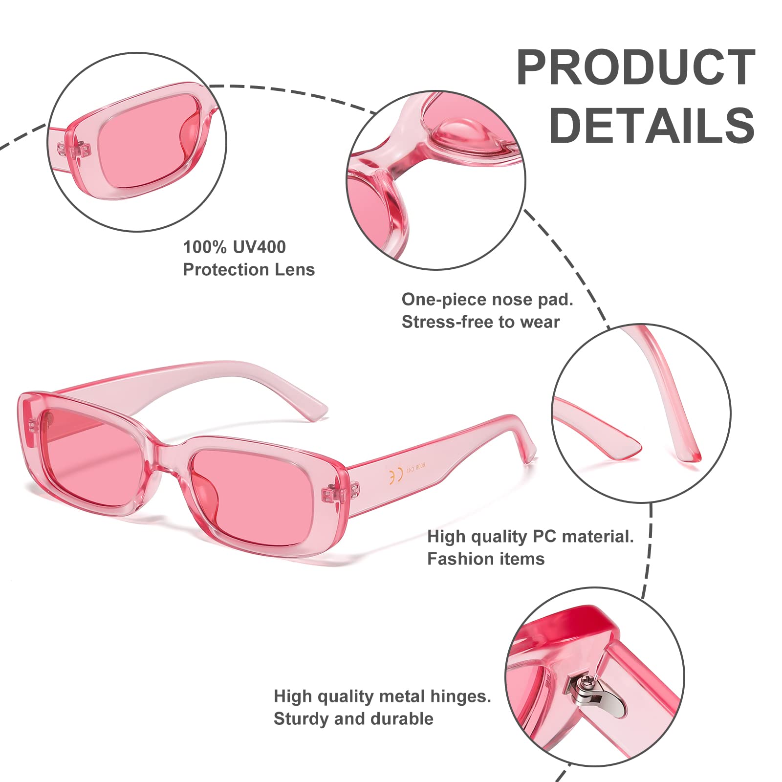 Foto 6 | Gafas De Sol Jaspin Y2k Rectangulares Uv400 Para Mujeres Y Hombres - Venta Internacional.
