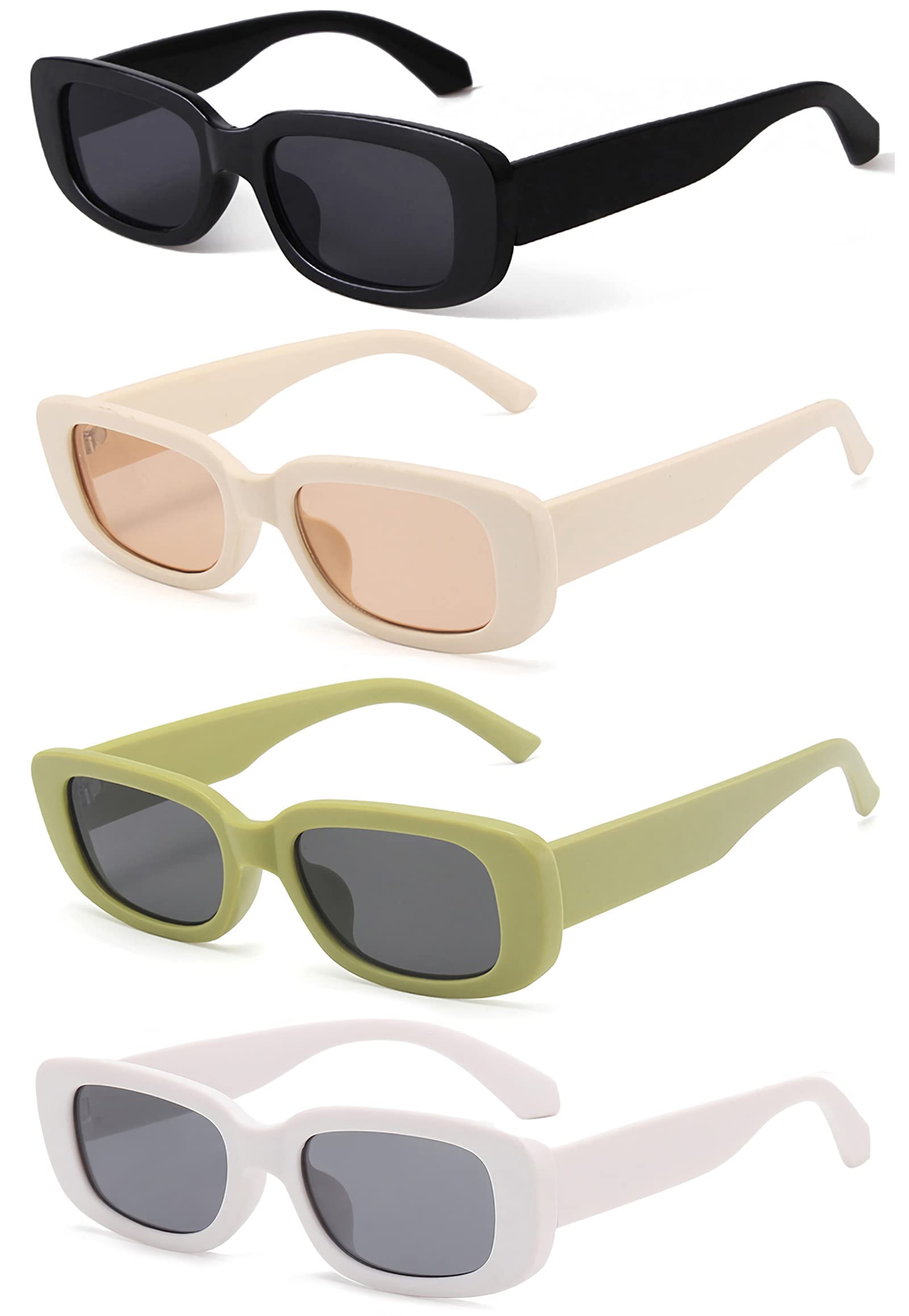 Foto 2 pulgar | Gafas De Sol Kuguaok Retro Rectangulares Uv400 Para Mujer Y Hombre  Paquete De 4 - Venta Internacional.