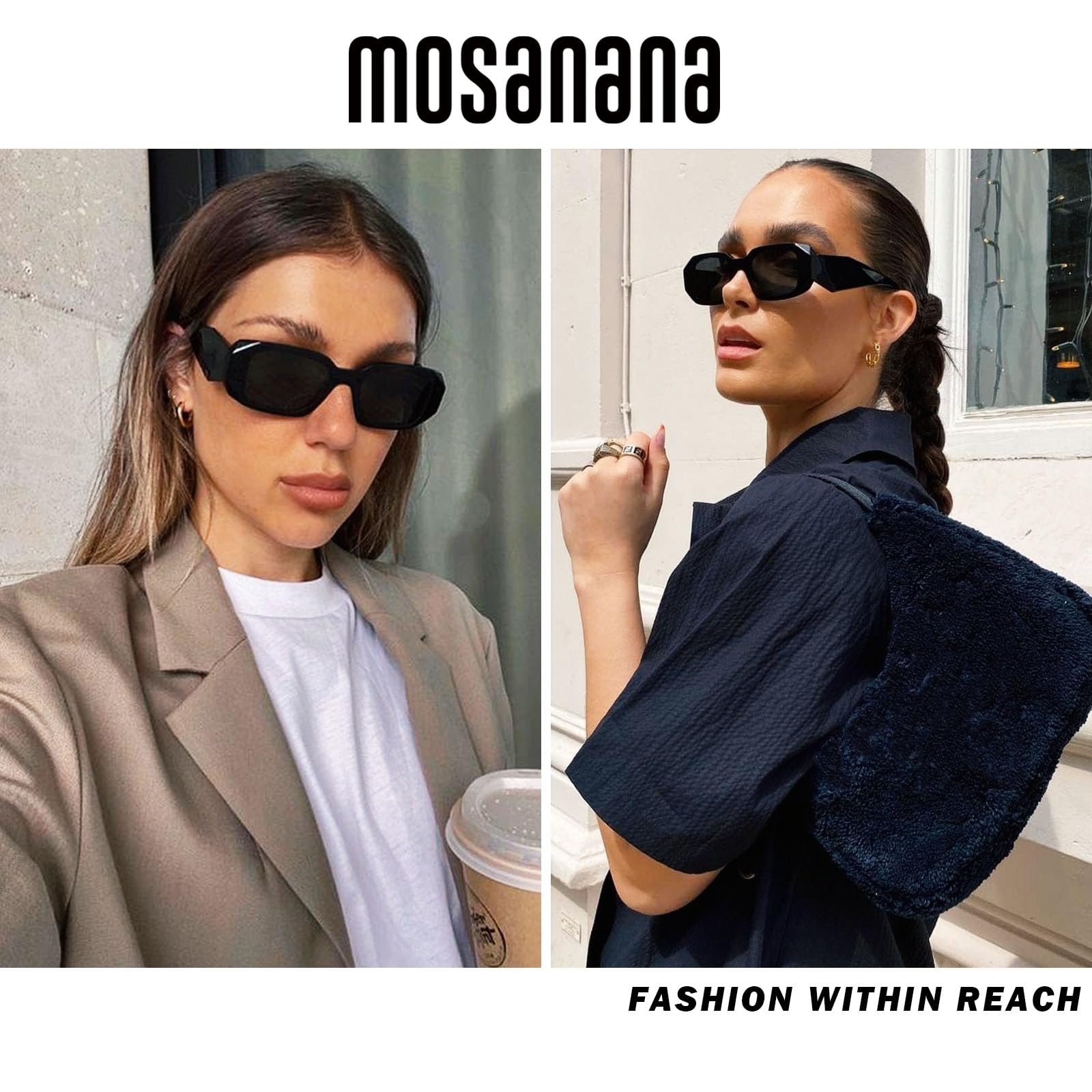 Foto 3 pulgar | Gafas De Sol Mosanana Trendy Rectangle Para Mujer Y Hombre  Paquete De 2 - Venta Internacional.