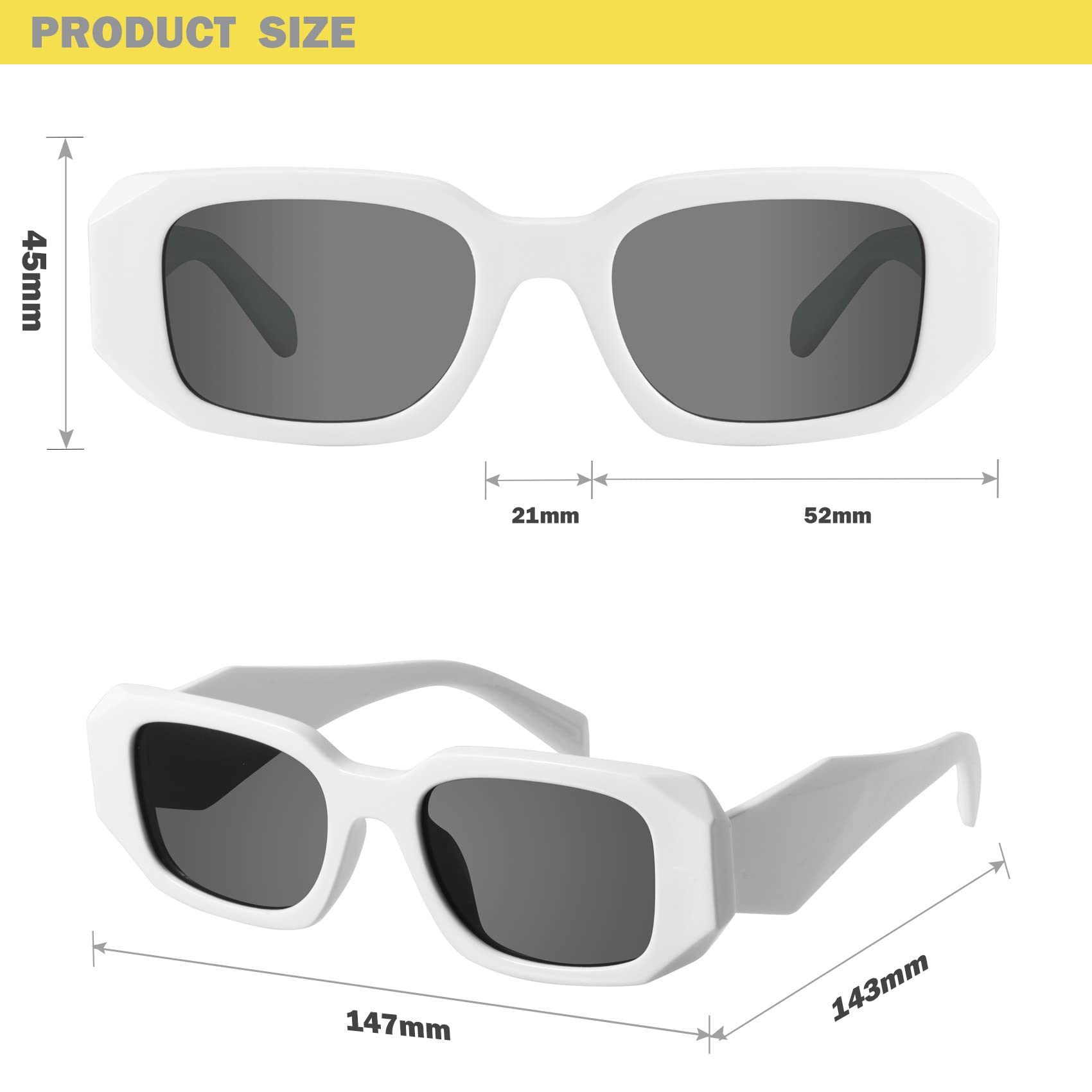 Foto 6 pulgar | Gafas De Sol Mosanana Trendy Rectangle Para Mujer Y Hombre  Paquete De 2 - Venta Internacional.