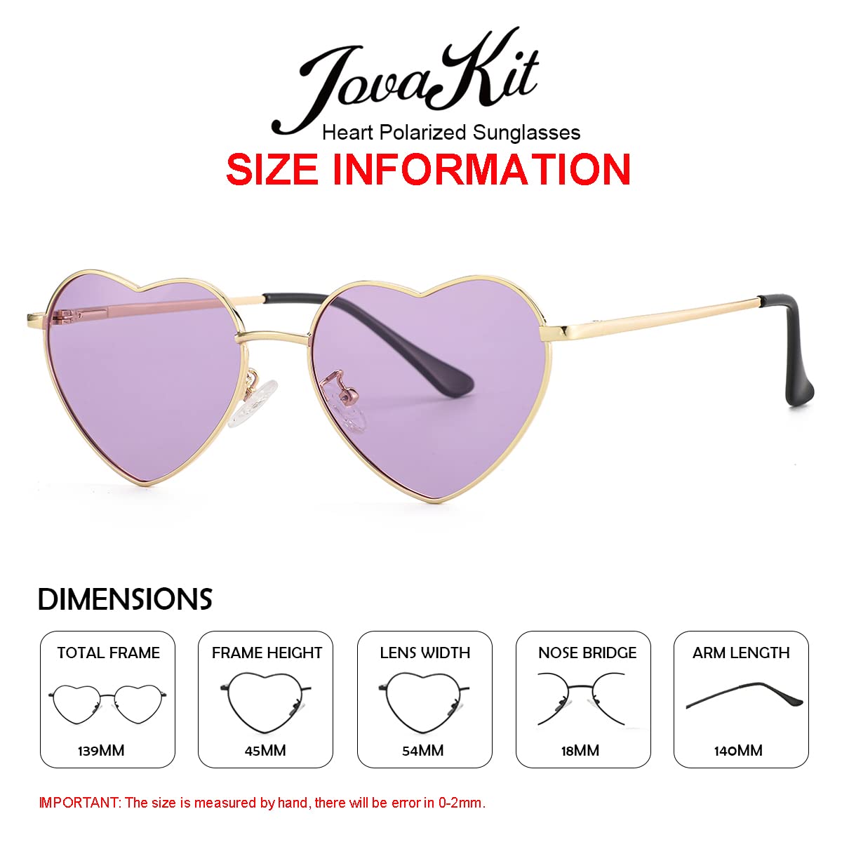 Foto 3 | Gafas De Sol Jovakit Polarized Heart Para Mujer Doradas/moradas - Venta Internacional.