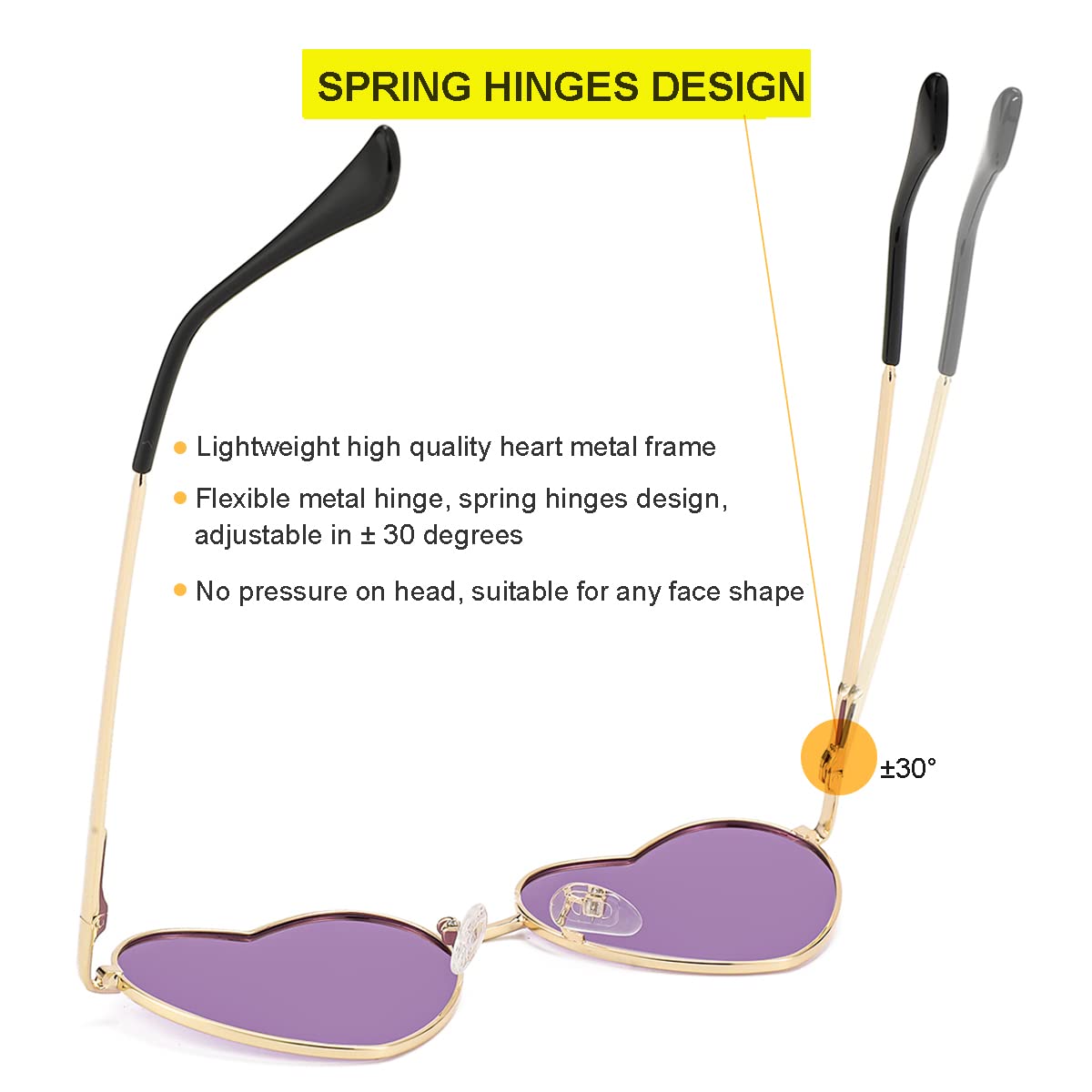 Foto 5 | Gafas De Sol Jovakit Polarized Heart Para Mujer Doradas/moradas - Venta Internacional.