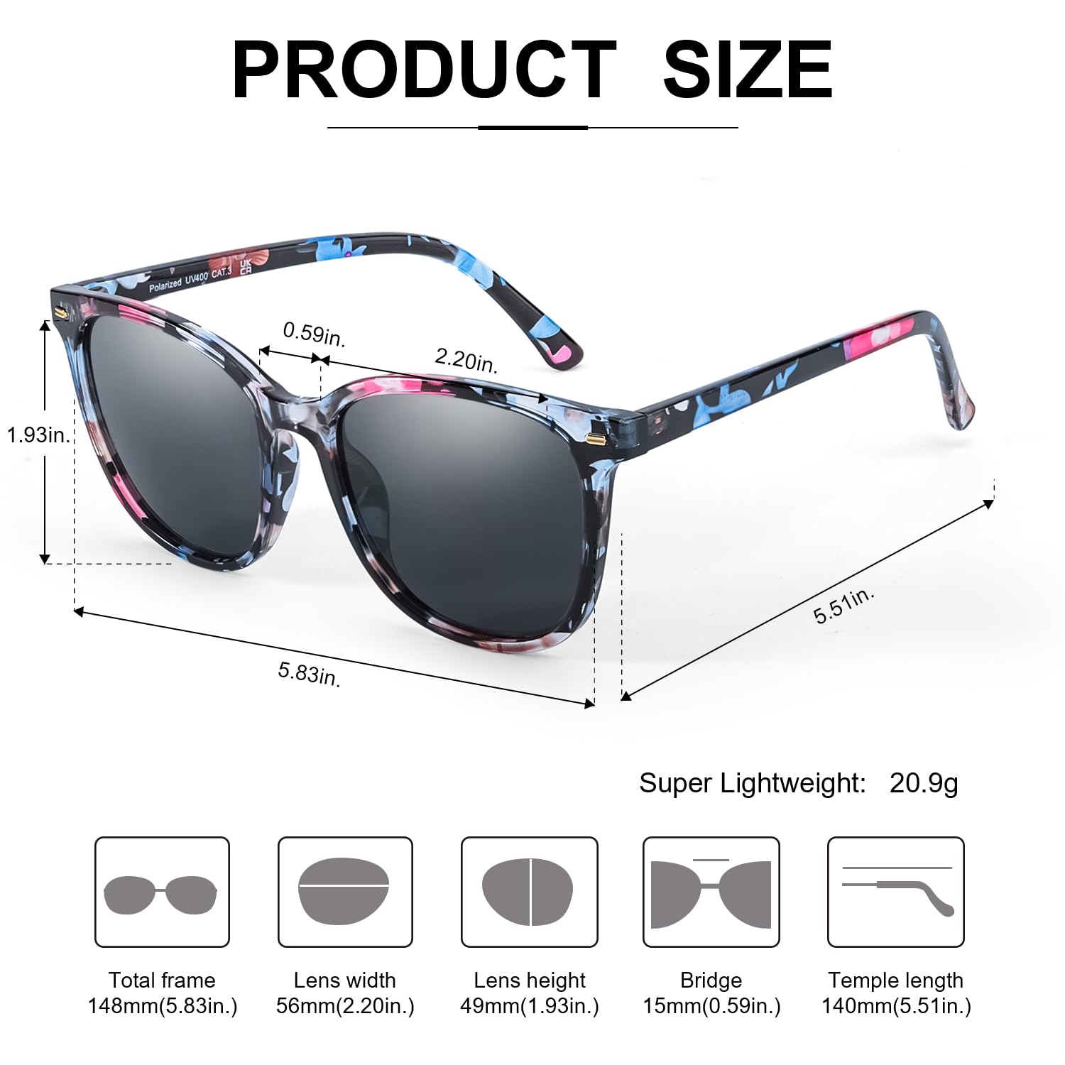 Foto 6 pulgar | Gafas De Sol Myiaur Polarizadas Cuadradas Con Espejo Para Mujer - Venta Internacional.
