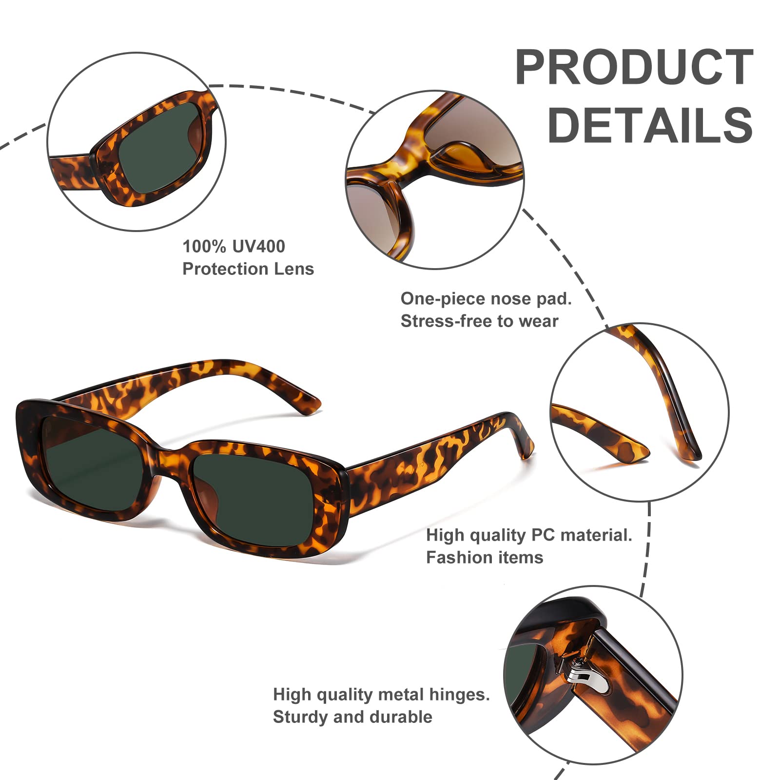 Foto 7 pulgar | Gafas De Sol Jaspin Y2k Rectangulares Uv400 Para Mujeres Y Hombres - Venta Internacional.