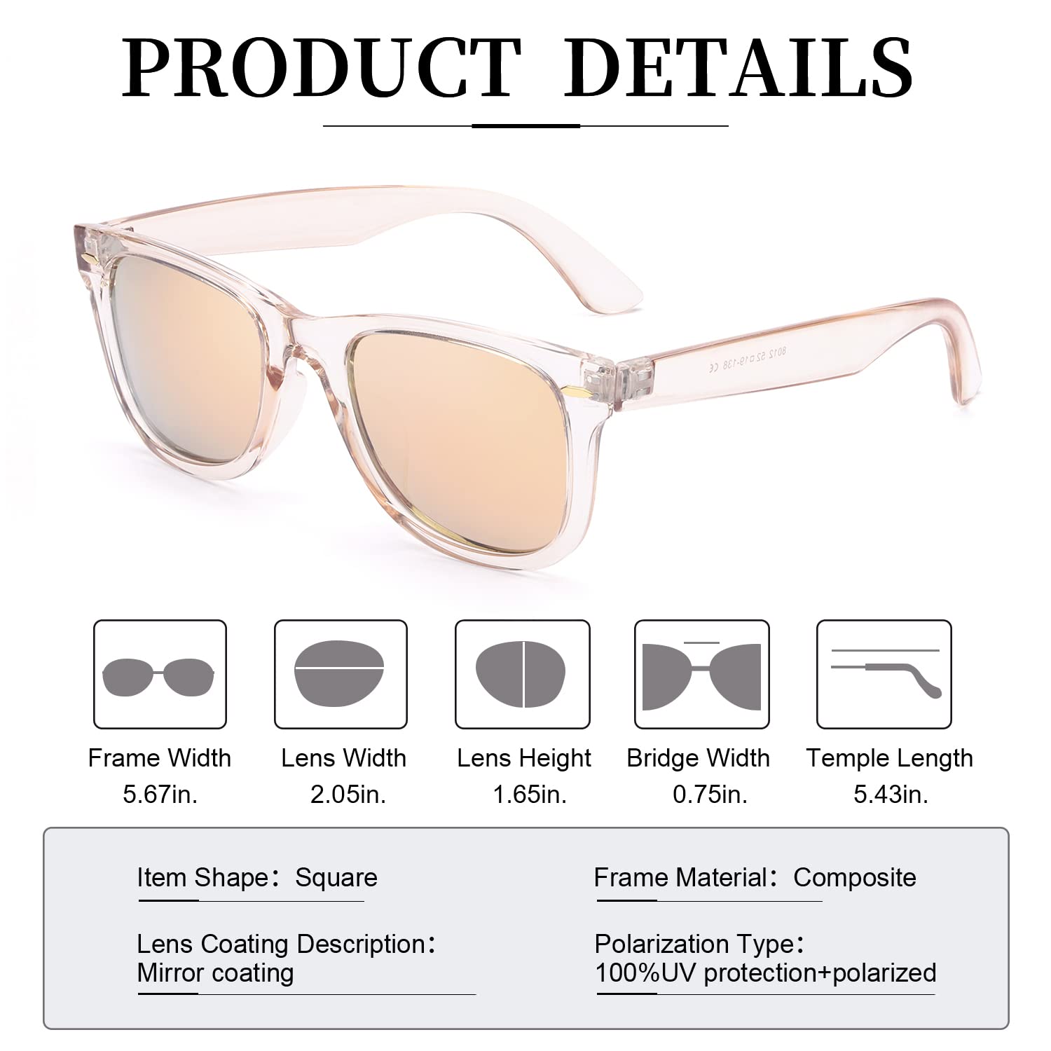 Foto 7 pulgar | Gafas De Sol Myiaur Classic Para Mujer Polarizadas Con Protección Uv400 - Venta Internacional.