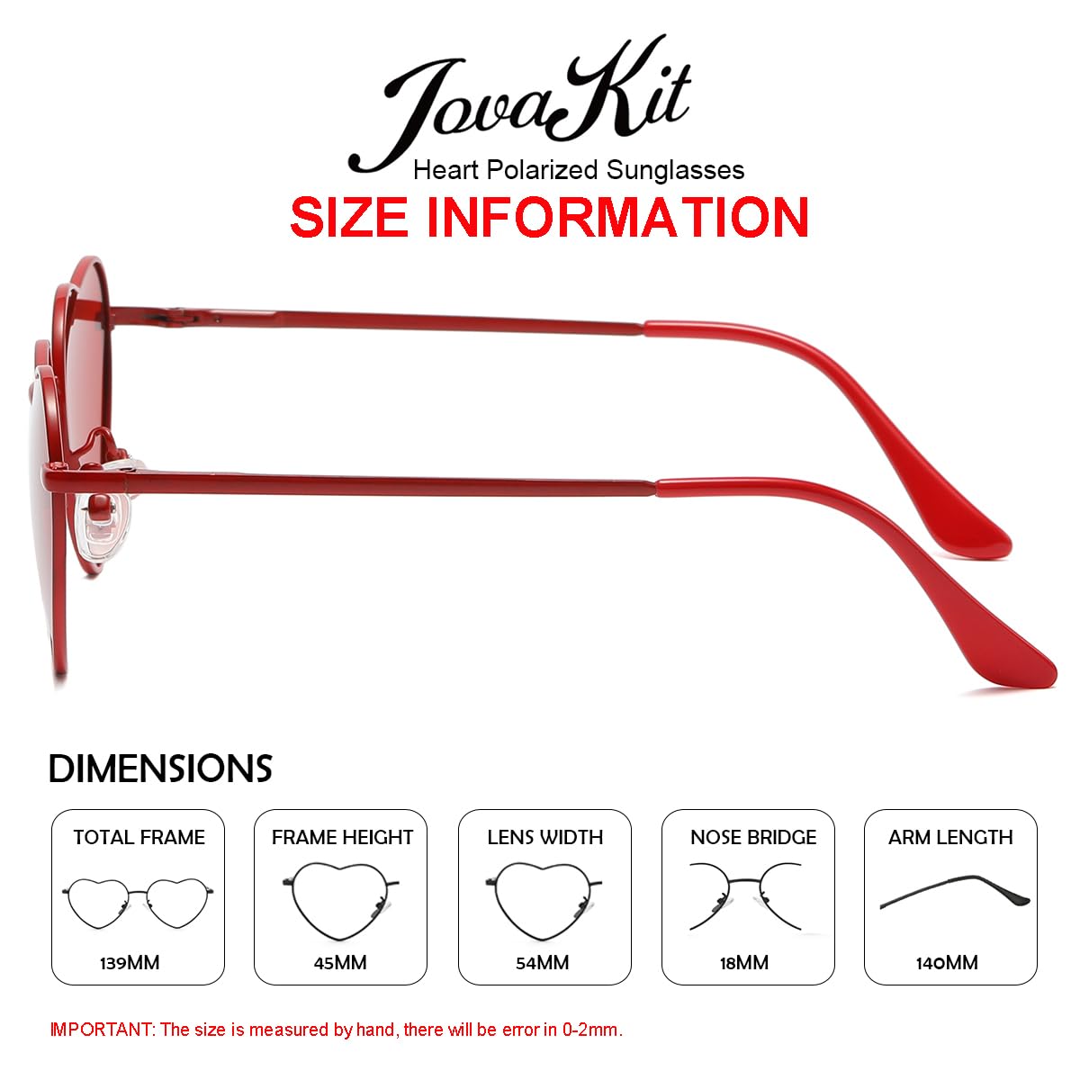 Foto 3 | Gafas De Sol Jovakit Polarized Heart Para Mujer Con Montura Metálica - Venta Internacional.