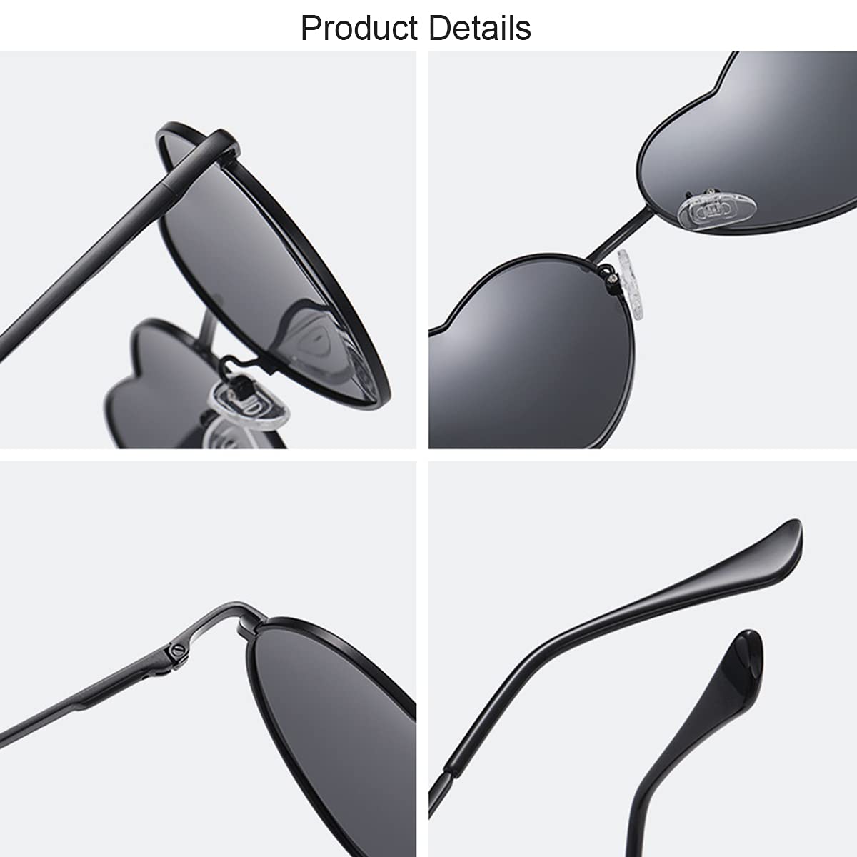 Foto 7 pulgar | Gafas De Sol Jovakit Polarized Heart Para Mujer Con Montura Metálica - Venta Internacional.