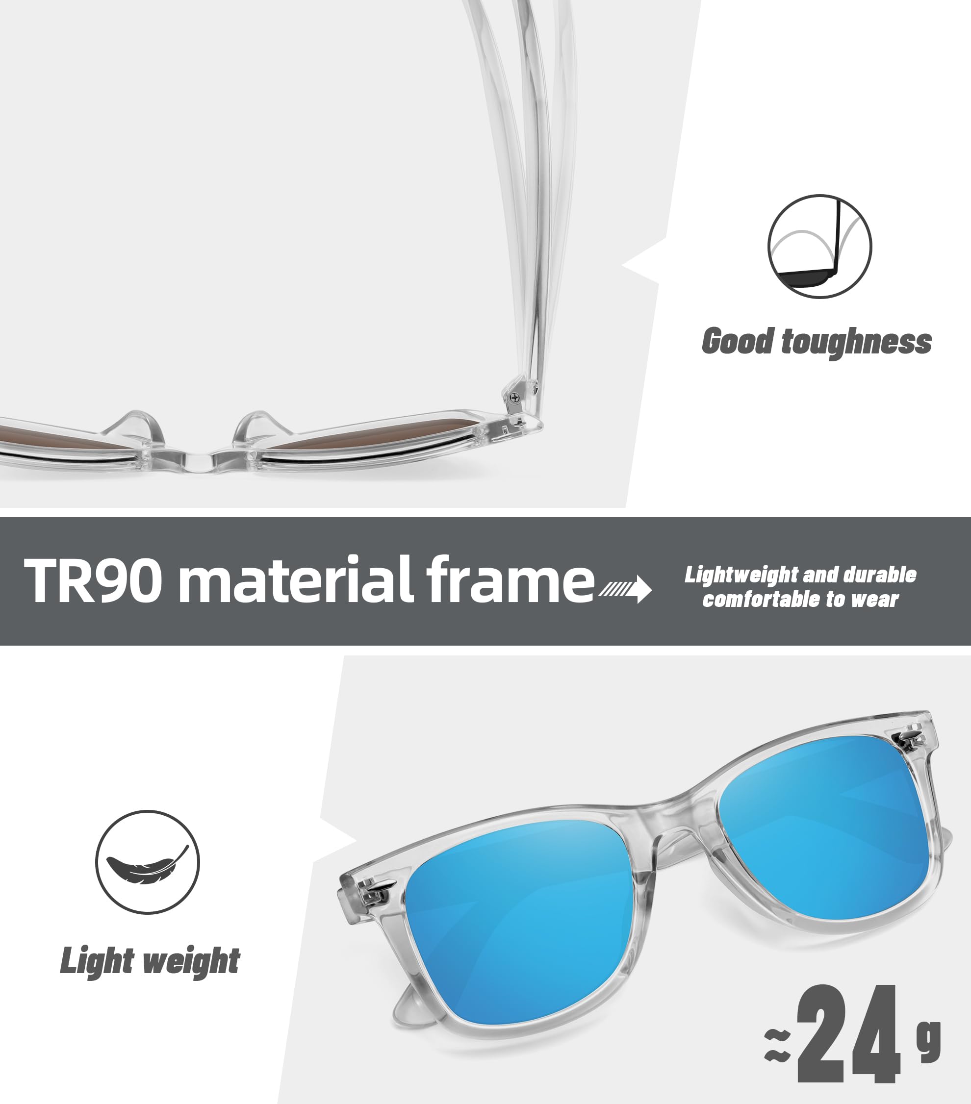 Foto 6 pulgar | Gafas De Sol Meetsun Classic Retro Square Polarizadas Uv400 - Venta Internacional.