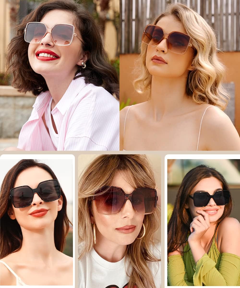Foto 2 | Gafas De Sol Dollger Sobredimensionadas Cuadradas Plateadas Con Protección 100% Uv - Venta Internacional.