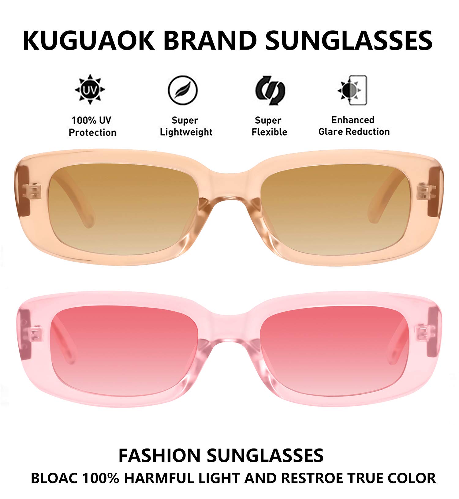 Foto 4 pulgar | Gafas De Sol Kuguaok Retro Rectangle Uv400 Para Mujeres Y Hombres - Venta Internacional.