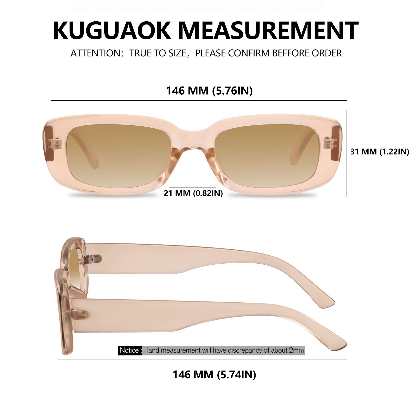 Foto 6 pulgar | Gafas De Sol Kuguaok Retro Rectangle Uv400 Para Mujeres Y Hombres - Venta Internacional.