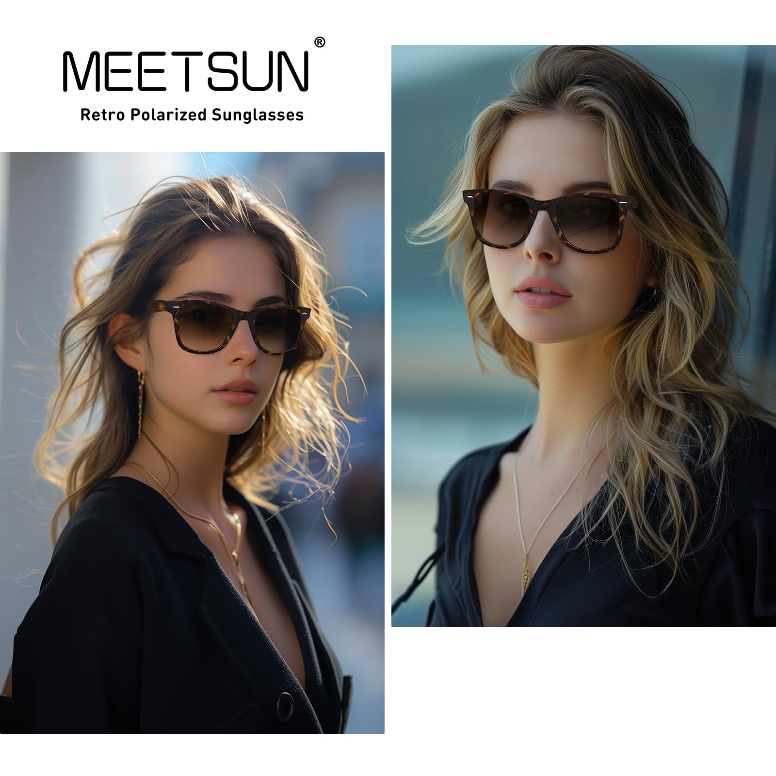 Foto 2 | Gafas De Sol Meetsun Classic Retro Square Polarizadas Uv400 Para Mujer - Venta Internacional.