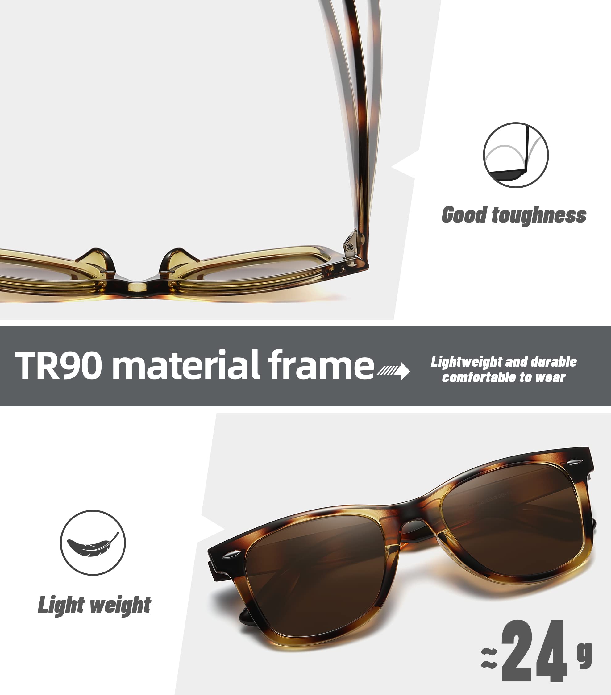 Foto 6 pulgar | Gafas De Sol Meetsun Classic Retro Square Polarizadas Uv400 - Venta Internacional.
