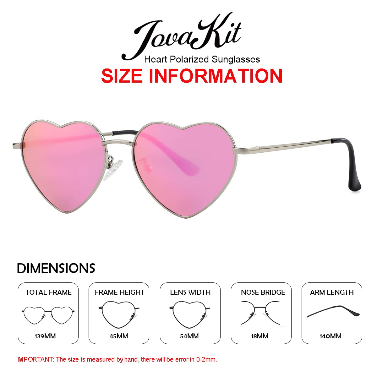 Foto 3 | Gafas De Sol Jovakit Polarized Heart Para Mujer  Color Plateado  Rosa Y Morado - Venta Internacional.