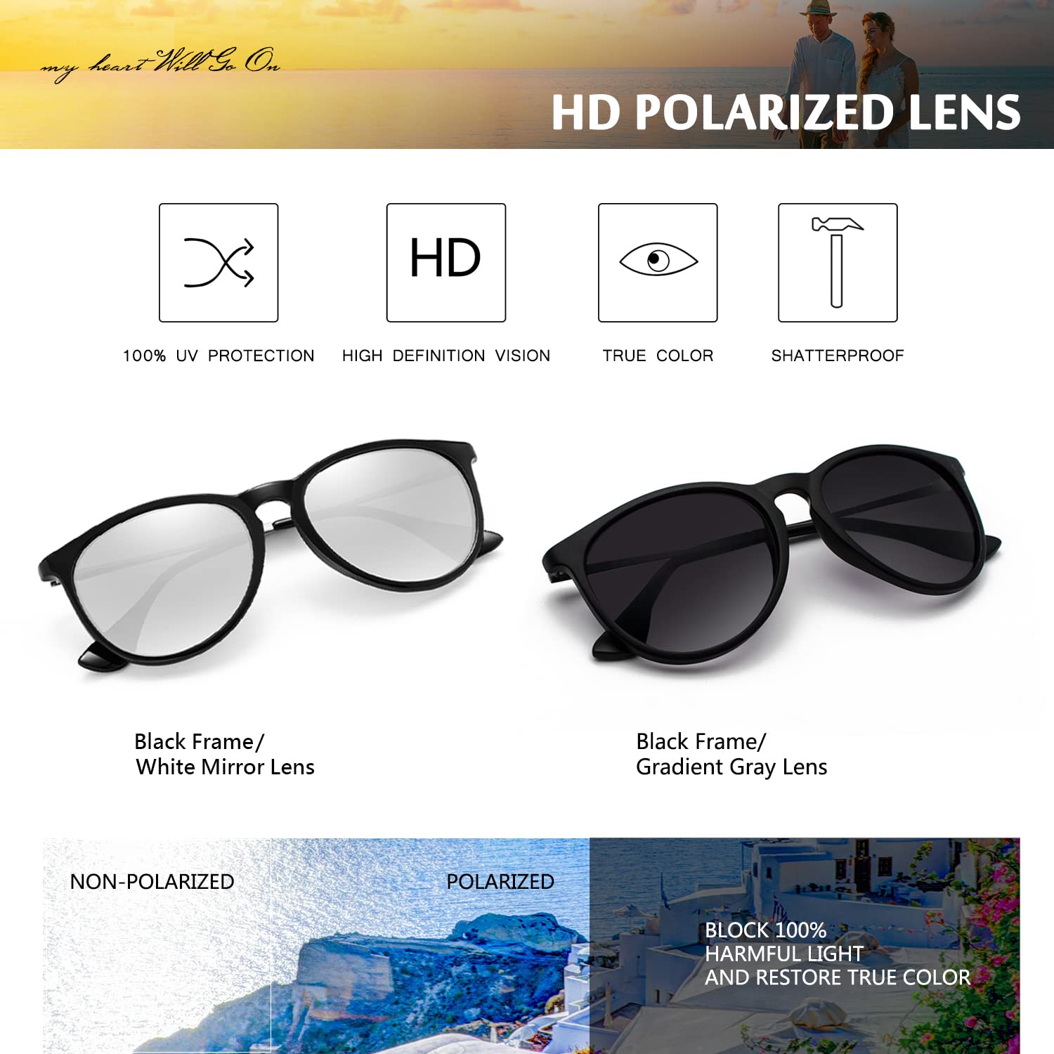 Foto 2 | Gafas De Sol Chbp Polarizadas Con Protección Uv400  Lente Redonda Retro - Venta Internacional.