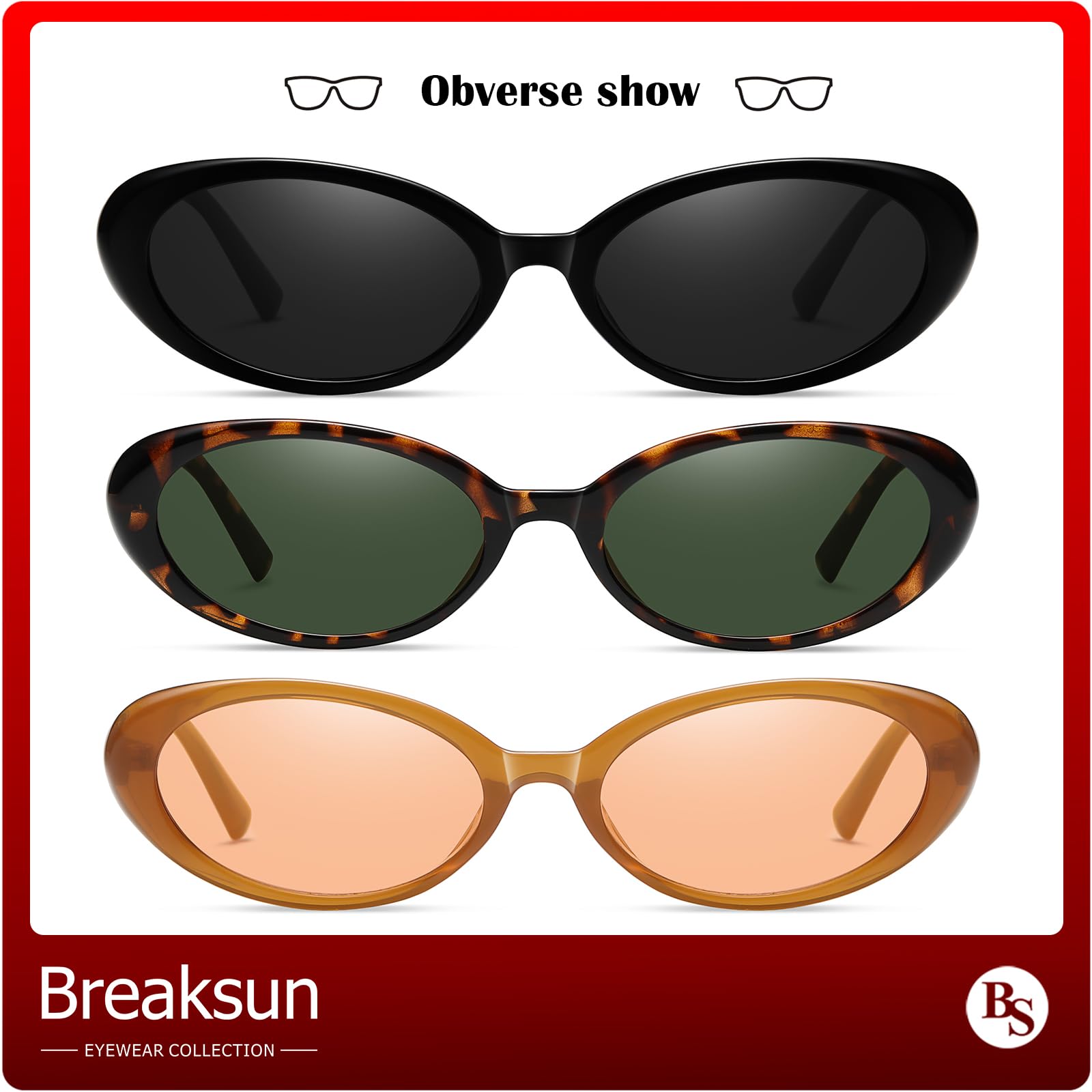 Foto 6 pulgar | Gafas De Sol Breaksun Retro Oval 90s Vintage Para Mujer Y Hombre - Venta Internacional.