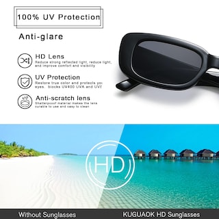 Foto 4 | Gafas De Sol Kuguaok Retro Rectangle Vintage Uv400 Para Mujeres Y Hombres - Venta Internacional.