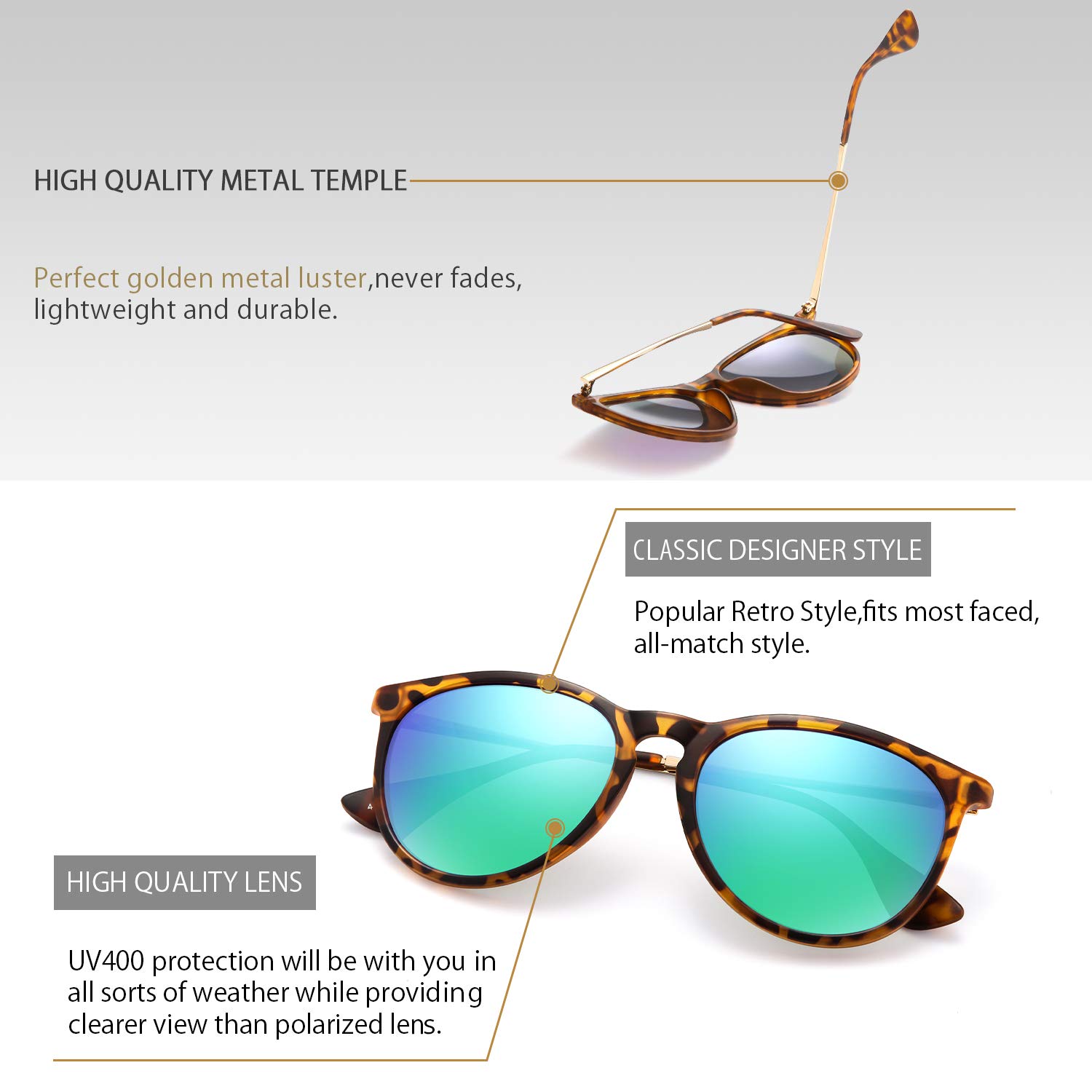 Foto 5 pulgar | Gafas De Sol Chbp Polarizadas Con Protección Uv400  Lente Redonda Retro - Venta Internacional.