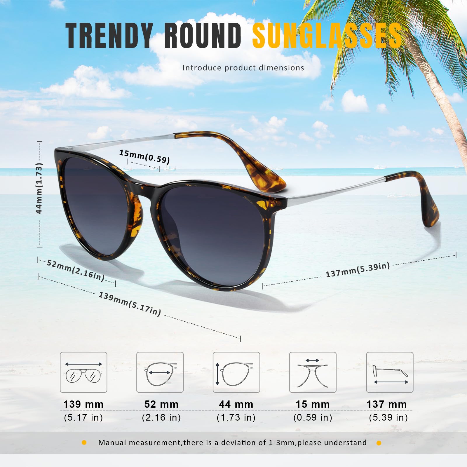 Foto 5 | Gafas De Sol Chbp Polarizadas Con Protección Uv400  Retro  Redondas - Venta Internacional.
