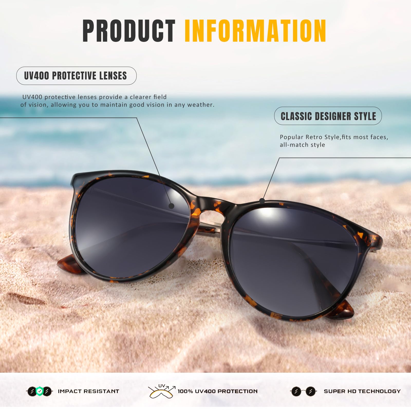 Foto 6 | Gafas De Sol Chbp Polarizadas Con Protección Uv400  Retro  Redondas - Venta Internacional.
