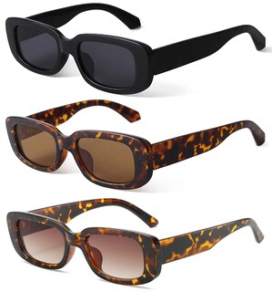 Foto 1 | Gafas De Sol Kuguaok Retro Rectangulares Con Protección Uv400 Paquete De 3 - Venta Internacional.