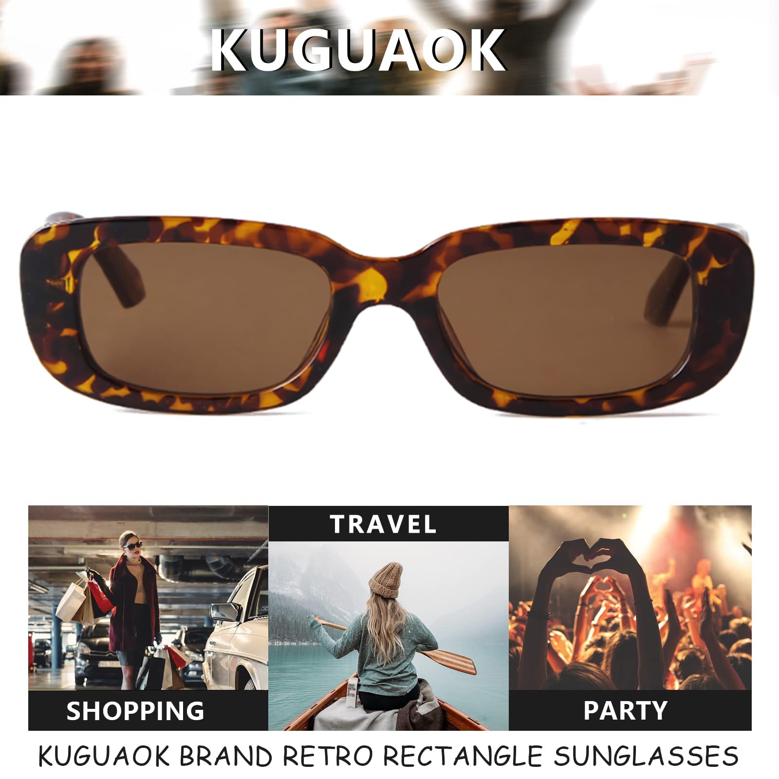 Foto 5 | Gafas De Sol Kuguaok  Retro  Rectangulares  Vintage  Con Protección Uv400 - Venta Internacional.