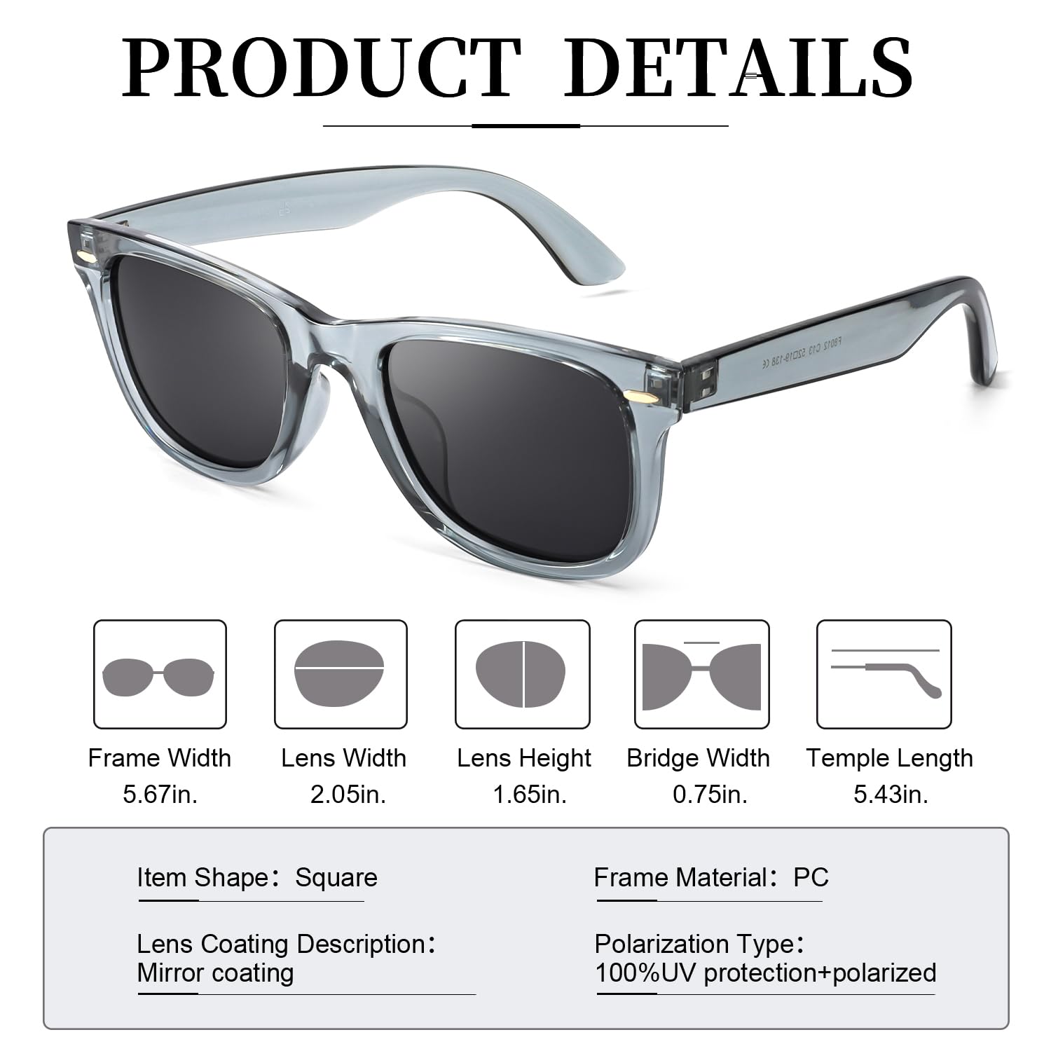 Foto 7 pulgar | Gafas De Sol Myiaur Classic Square Para Mujer Polarizadas Uv400 - Venta Internacional.