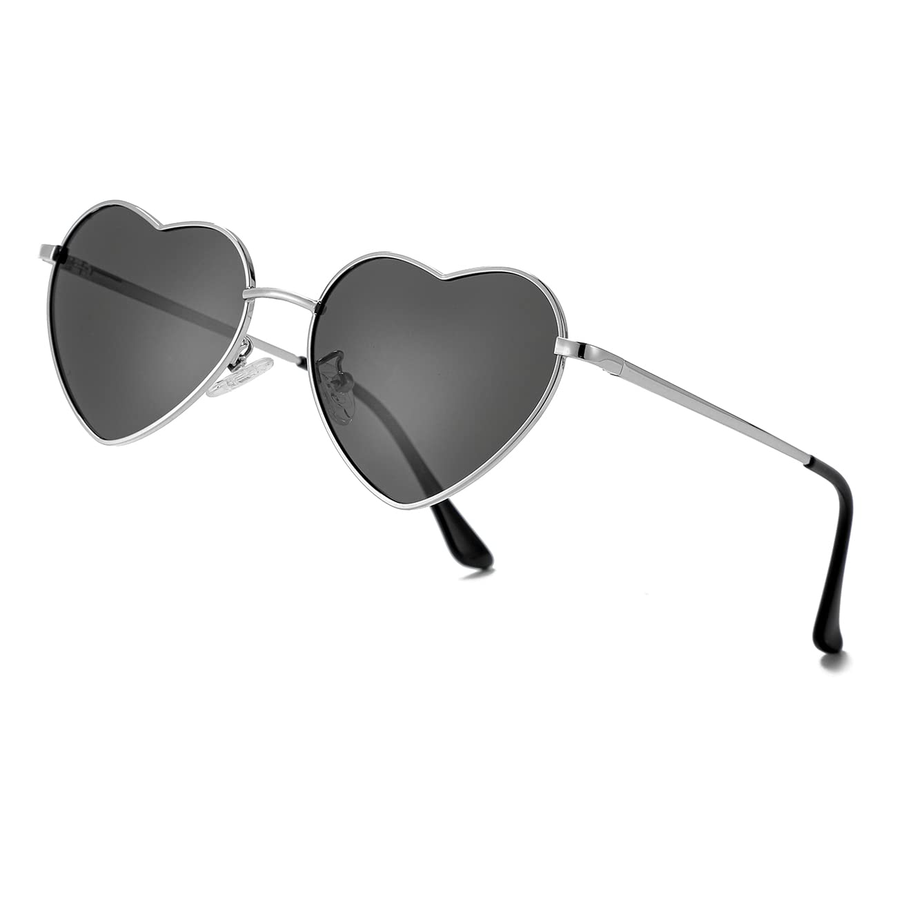 Foto 2 pulgar | Gafas De Sol Jovakit Polarized Heart Para Mujer Plateado/gris - Venta Internacional.