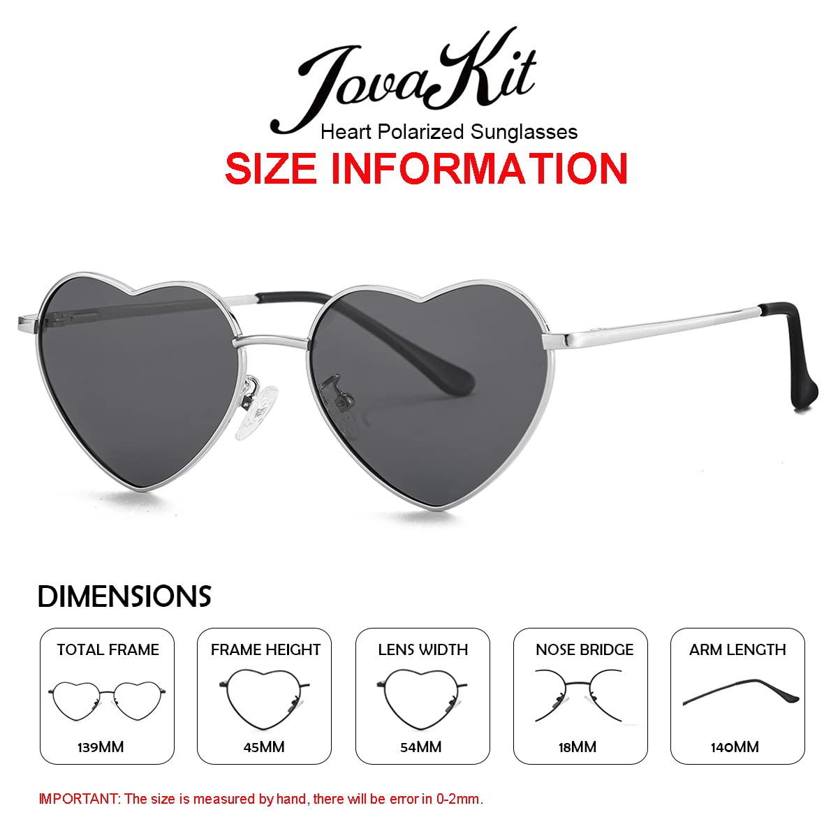 Foto 4 pulgar | Gafas De Sol Jovakit Polarized Heart Para Mujer Plateado/gris - Venta Internacional.