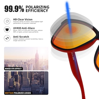 Foto 6 | Gafas De Sol Meetsun Classic Retro Designer Polarizadas Negro-rojo - Venta Internacional.