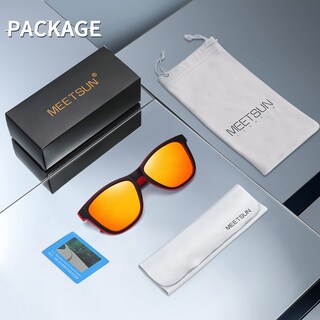 Foto 7 | Gafas De Sol Meetsun Classic Retro Designer Polarizadas Negro-rojo - Venta Internacional.