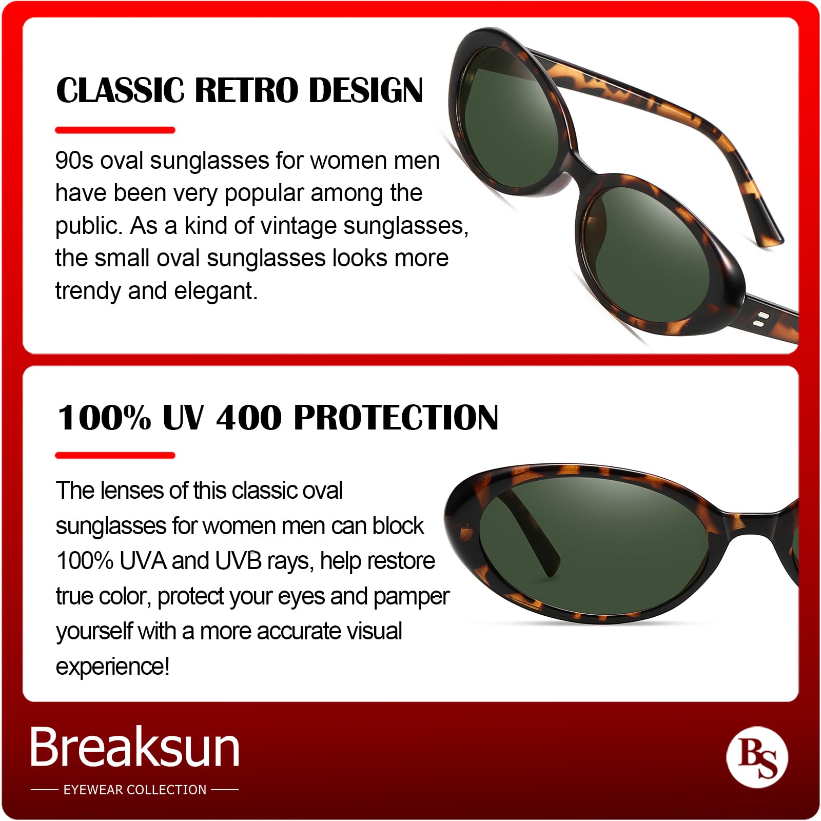 Foto 7 pulgar | Gafas De Sol Breaksun Retro Oval 90s Vintage Para Mujer Y Hombre - Venta Internacional.