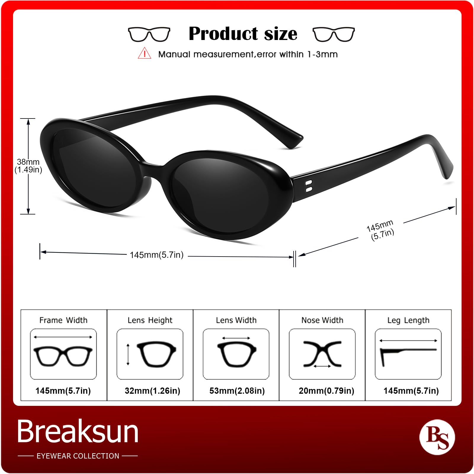 Foto 8 pulgar | Gafas De Sol Breaksun Retro Oval 90s Vintage Para Mujer Y Hombre - Venta Internacional.