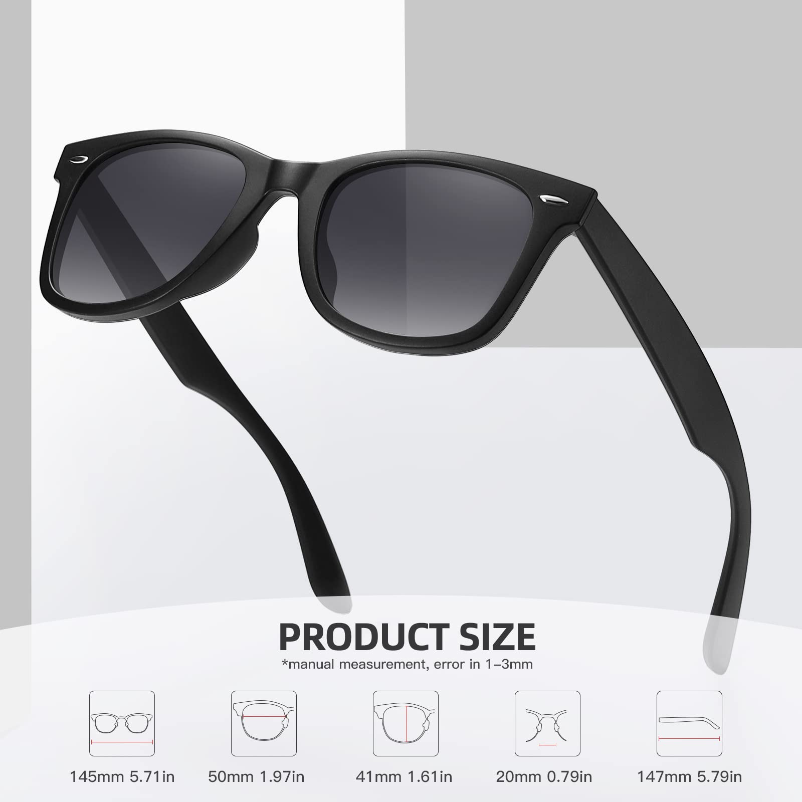 Foto 5 pulgar | Gafas De Sol Meetsun Classic Retro Square Polarized Uv400 Grey - Venta Internacional.