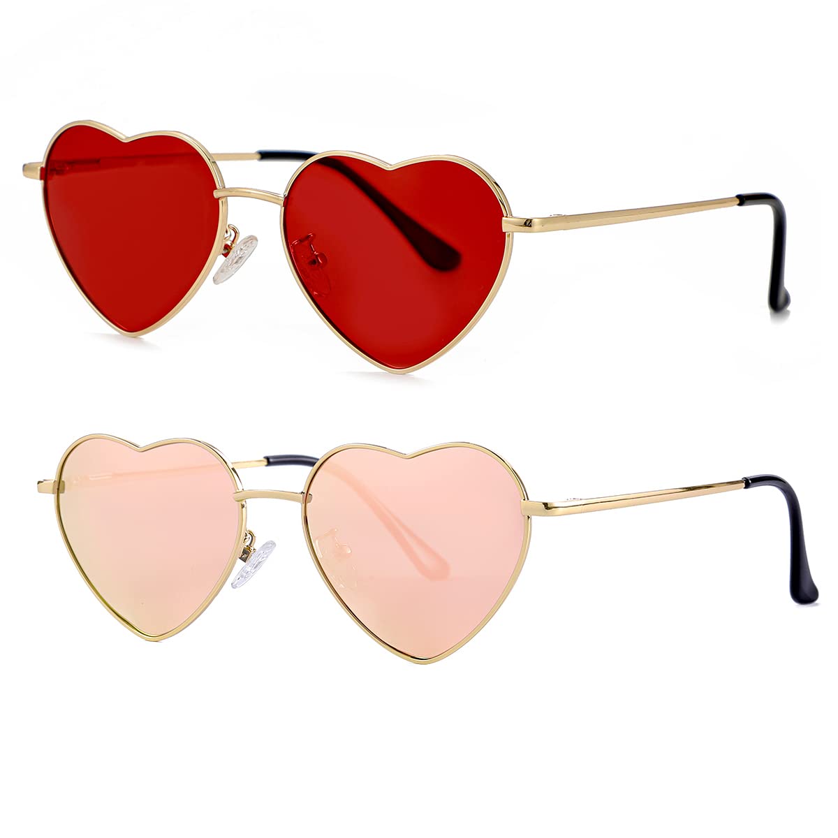 Foto 3 pulgar | Gafas De Sol Jovakit Polarized Heart Para Mujer Dorado/rojo+dorado/rosa - Venta Internacional.